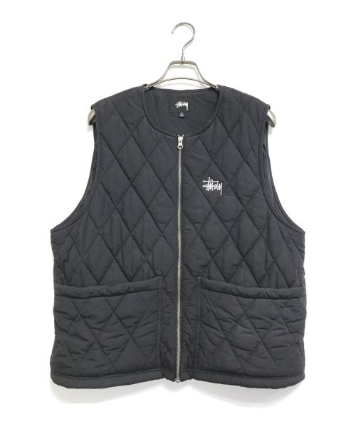 stussy（ステューシー）stussy (ステューシー) DIAMOND QUILTED VEST ブラック サイズ:Mの古着・服飾アイテム
