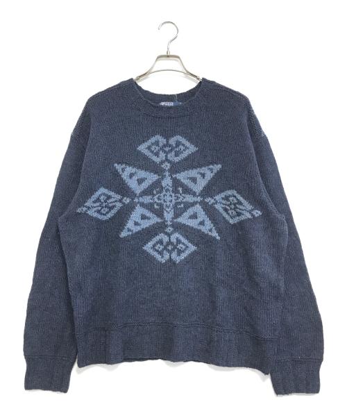 POLO RALPH LAUREN（ポロ・ラルフローレン）POLO RALPH LAUREN (ポロ・ラルフローレン) オルテガ柄ハンドメイドニット ネイビー サイズ:XLの古着・服飾アイテム