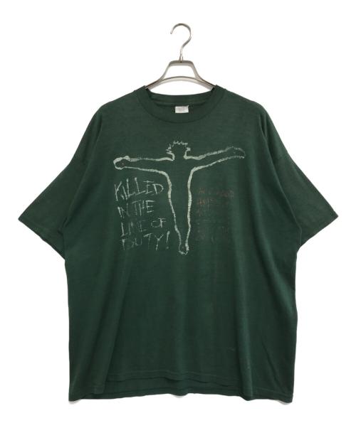 VINTAGE（ヴィンテージ）VINTAGE (ヴィンテージ) メッセージプリントTシャツ グリーン サイズ:XXXLの古着・服飾アイテム