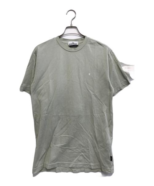 STONE ISLAND（ストーンアイランド）STONE ISLAND (ストーンアイランド) 胸ロゴ鹿の子Tシャツ ベージュ サイズ:Mの古着・服飾アイテム