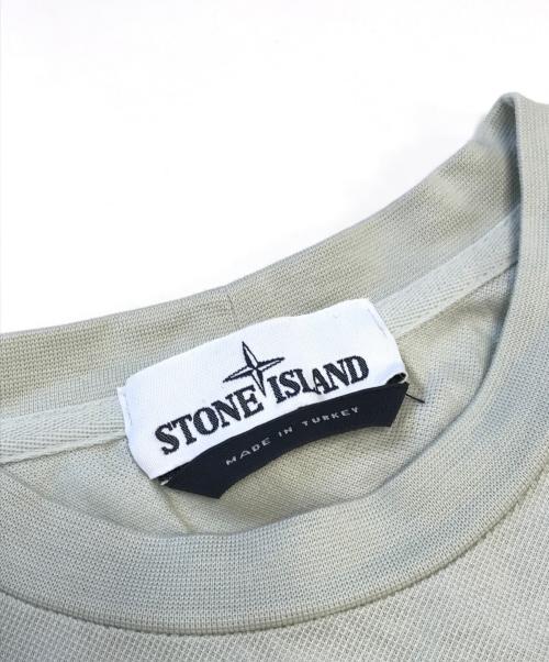 STONE ISLAND（ストーンアイランド）STONE ISLAND (ストーンアイランド) 胸ロゴ鹿の子Tシャツ ベージュ サイズ:Mの古着・服飾アイテム