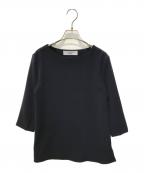 saquiサキ）の古着「クルーネック七分袖プルオーバーブラウス」｜ネイビー