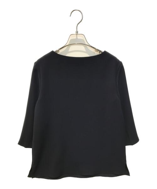 saqui（サキ）saqui (サキ) クルーネック七分袖プルオーバーブラウス ネイビー サイズ:34の古着・服飾アイテム