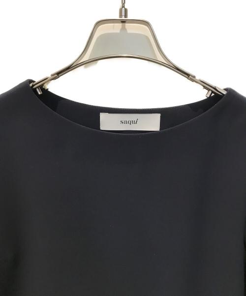 saqui（サキ）saqui (サキ) クルーネック七分袖プルオーバーブラウス ネイビー サイズ:34の古着・服飾アイテム