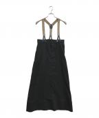 Curensologyカレンソロジー）の古着「リネンサスペンダースカート」｜ブラック