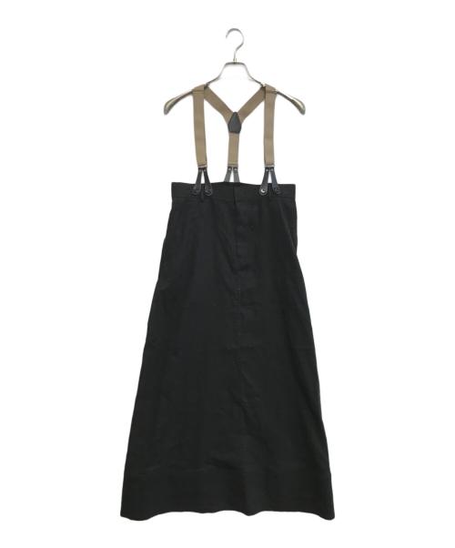 Curensology（カレンソロジー）Curensology (カレンソロジー) リネンサスペンダースカート ブラック サイズ:Freeの古着・服飾アイテム