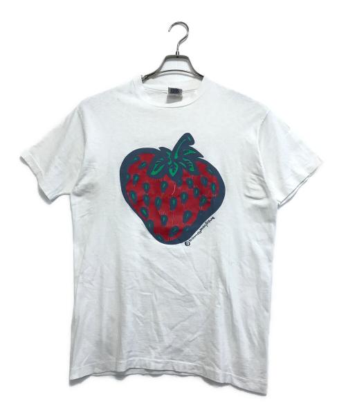 insane（インセイン）insane (インセイン)  90s UKスケーターブランド スペシャルストロベリープリントTシャツ ホワイト サイズ:Lの古着・服飾アイテム
