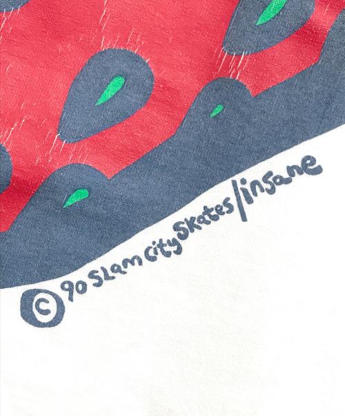 insane（インセイン）insane (インセイン)  90s UKスケーターブランド スペシャルストロベリープリントTシャツ ホワイト サイズ:Lの古着・服飾アイテム