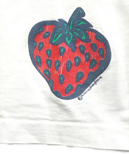 insane（インセイン）insane (インセイン)  90s UKスケーターブランド スペシャルストロベリープリントTシャツ ホワイト サイズ:Lの古着・服飾アイテム
