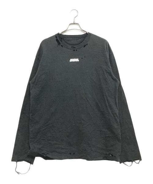 ISSUETHINGS（イシューシングス）ISSUETHINGS (イシューシングス) ダメージ加工長袖カットソー ブラック サイズ:3の古着・服飾アイテム