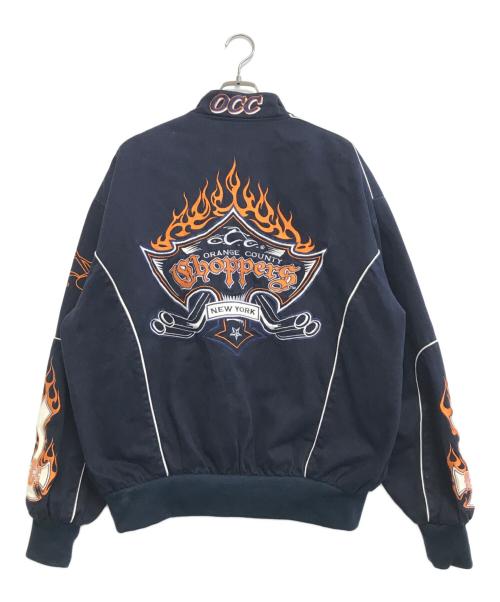 orange county choppers（オレンジカウンティチョッパーズ）orange county choppers (オレンジカウンティチョッパーズ) ファイヤーパターンジャケット ネイビー サイズ:XL　　　の古着・服飾アイテム
