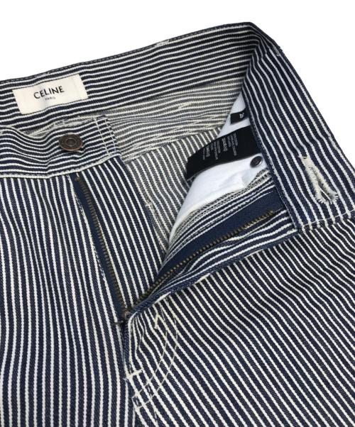 CELINE（セリーヌ）CELINE (セリーヌ) ヒッコリーストライプパンツ グレー サイズ:26の古着・服飾アイテム