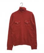DSQUARED2ディースクエアード）の古着「ポッケ付タートルネックニット」｜レッド