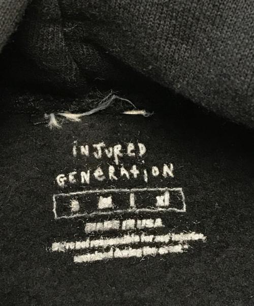 injured generation（インジュアードジェネレーション）injured generation (インジュアードジェネレーション) プリントパーカー ブラック サイズ:Mの古着・服飾アイテム