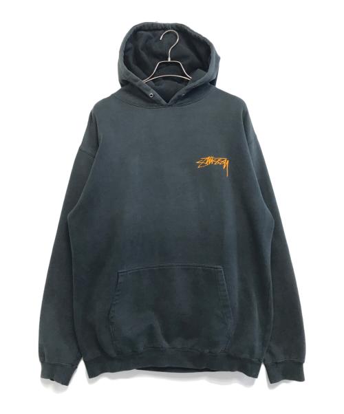 stussy（ステューシー）stussy (ステューシー) 刺繍プルオーバーパーカー ブラック サイズ:Lの古着・服飾アイテム