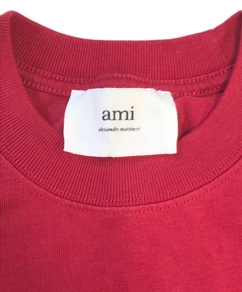 AMI Alexandre Mattiussi（アミアレクサンドルマテュッシ）AMI Alexandre Mattiussi (アミアレクサンドルマテュッシ) ハートロゴ刺繍Tシャツ レッド サイズ:XXSの古着・服飾アイテム