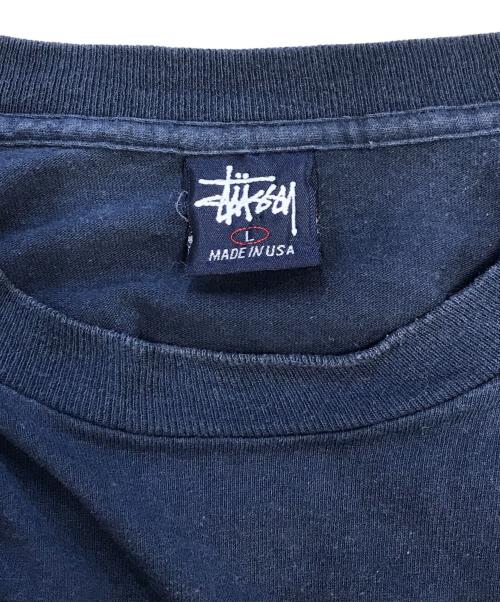 stussy（ステューシー）stussy (ステューシー) ファイアードラゴンプリントプリントTシャツ ネイビー サイズ:Lの古着・服飾アイテム
