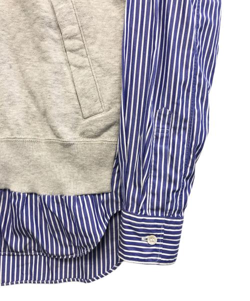 COMME des GARCONS HOMME PLUS（コムデギャルソンオムプリュス）COMME des GARCONS HOMME PLUS (コムデギャルソンオムプリュス) スウェットフードストライプシャツ グレー×ブルー サイズ:Sの古着・服飾アイテム