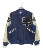 butwinバトウィン）の古着「袖レザースタジャン」｜ネイビー