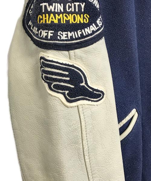 butwin（バトウィン）butwin (バトウィン) 袖レザースタジャン ネイビー サイズ:表記なしの古着・服飾アイテム