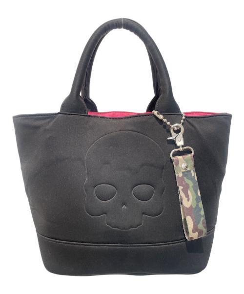 HYDROGEN（ハイドロゲン）HYDROGEN (ハイドロゲン) ロゴチャーム付きミニトートバッグ ブラックの古着・服飾アイテム