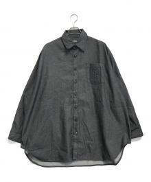 RAF SIMONS（ラフシモンズ）の古着「OVERSIZED DENIM SHIRT WITH LEATHER PATCH」｜ブラック