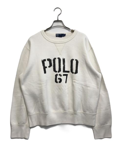 POLO RALPH LAUREN（ポロ・ラルフローレン）POLO RALPH LAUREN (ポロ・ラルフローレン) 前Vスウェット ホワイト サイズ:Lの古着・服飾アイテム