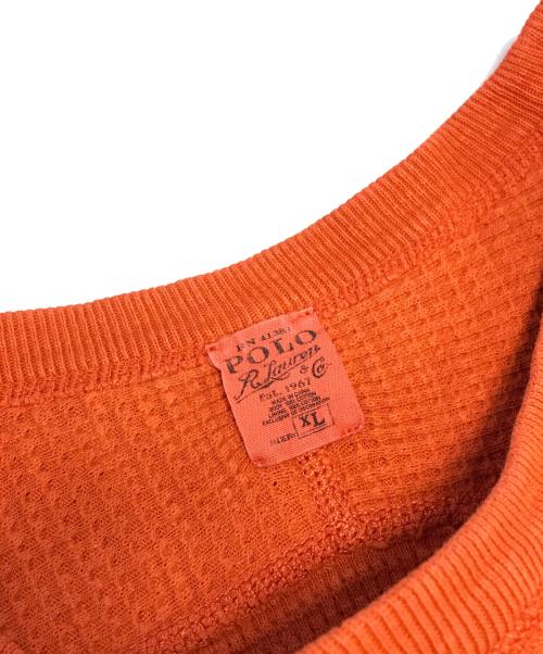 POLO RALPH LAUREN（ポロ・ラルフローレン）POLO RALPH LAUREN (ポロ・ラルフローレン) 前Vダブルフェイススウェット オレンジ サイズ:XLの古着・服飾アイテム