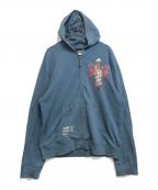 Ed Hardyエド ハーディー）の古着「グラフィックプリントジップパーカー」｜ブルー