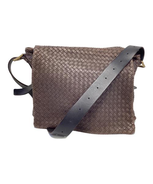 BOTTEGA VENETA（ボッテガベネタ）BOTTEGA VENETA (ボッテガベネタ) イントレチャートショルダーバッグ ブラウンの古着・服飾アイテム