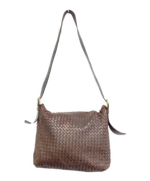 BOTTEGA VENETA（ボッテガベネタ）BOTTEGA VENETA (ボッテガベネタ) イントレチャートショルダーバッグ ブラウンの古着・服飾アイテム