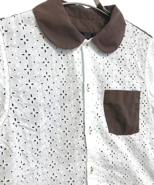 tricot COMME des GARCONS（トリココムデギャルソン）tricot COMME des GARCONS (トリココムデギャルソン) レース切替シャツ ブラウン サイズ:Sの古着・服飾アイテム