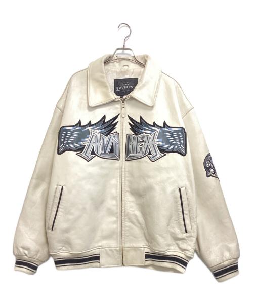 AVIREX（アヴィレックス）AVIREX (アヴィレックス) レザースタジャン アイボリー サイズ:XLの古着・服飾アイテム