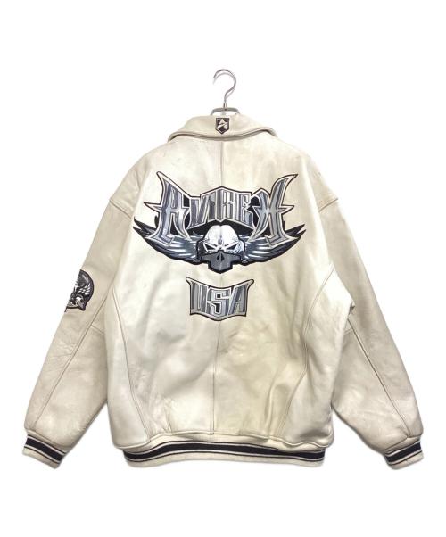 AVIREX（アヴィレックス）AVIREX (アヴィレックス) レザースタジャン アイボリー サイズ:XLの古着・服飾アイテム
