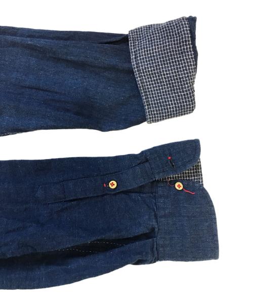 Pero（ペロ）Pero (ペロ) ノーカラーシャツ ブルー サイズ:40の古着・服飾アイテム