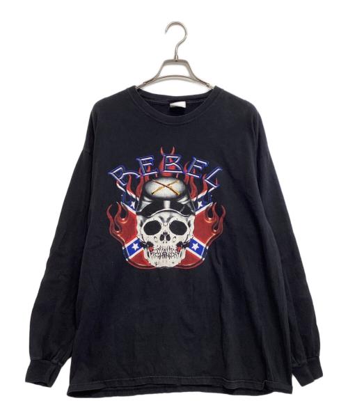 Hanes（ヘインズ）Hanes (ヘインズ) 袖プリ長袖Tシャツ ブラック サイズ:XLの古着・服飾アイテム