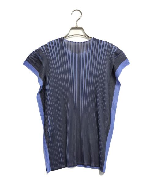 PLEATS PLEASE（プリーツプリーズ）PLEATS PLEASE (プリーツプリーズ) ノースリーブプリーツカットソー ブルー サイズ:3の古着・服飾アイテム