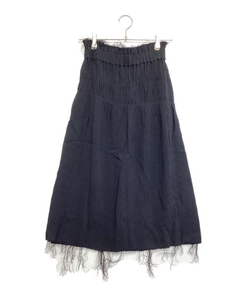 HELMUT LANG（ヘルムートラング）HELMUT LANG (ヘルムートラング) Nubby Viscose Ruched Black Skirt ブラック サイズ:4の古着・服飾アイテム