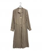 CELINEセリーヌ）の古着「総柄ボウタイワンピース」｜ブラウン