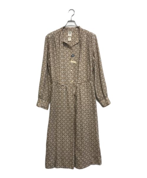 CELINE（セリーヌ）CELINE (セリーヌ) 総柄ボウタイワンピース ブラウン サイズ:44の古着・服飾アイテム