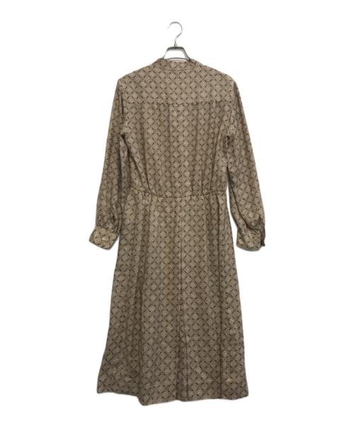 CELINE（セリーヌ）CELINE (セリーヌ) 総柄ボウタイワンピース ブラウン サイズ:44の古着・服飾アイテム