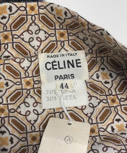 CELINE（セリーヌ）CELINE (セリーヌ) 総柄ボウタイワンピース ブラウン サイズ:44の古着・服飾アイテム
