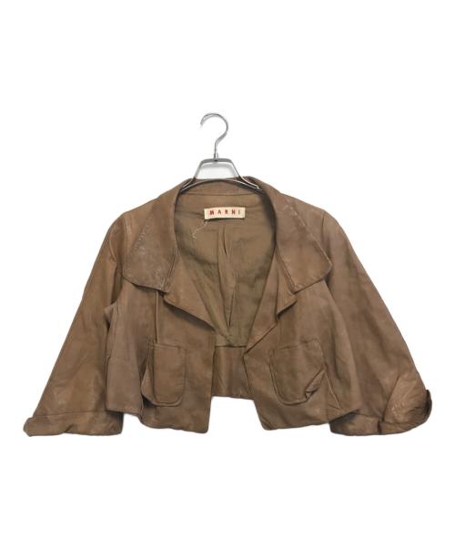 MARNI（マルニ）MARNI (マルニ) 短丈ラムレザージャケット ブラウン サイズ:38の古着・服飾アイテム