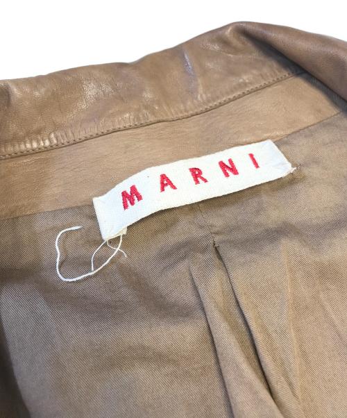 MARNI（マルニ）MARNI (マルニ) 短丈ラムレザージャケット ブラウン サイズ:38の古着・服飾アイテム