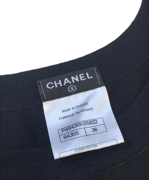 CHANEL（シャネル）CHANEL (シャネル) ポケットロゴ半袖ニットカットソー ブラック サイズ:36の古着・服飾アイテム
