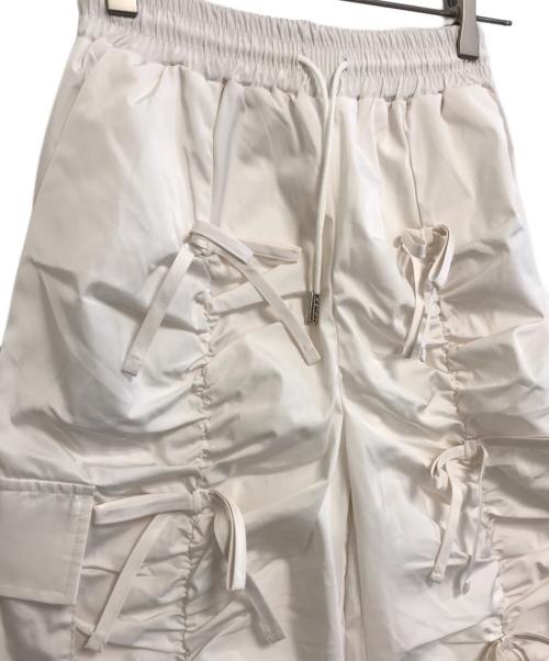 POPPY（ポピー）POPPY (ポピー) GATHER RIBBON CARGO PANTS ホワイト サイズ:Lの古着・服飾アイテム