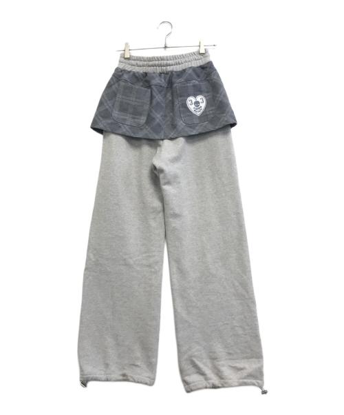 SETUPEXE（SETUPEXE）SETUPEXE (SETUPEXE) CHECK LAYRED SWEATPANTS グレー サイズ:OSの古着・服飾アイテム