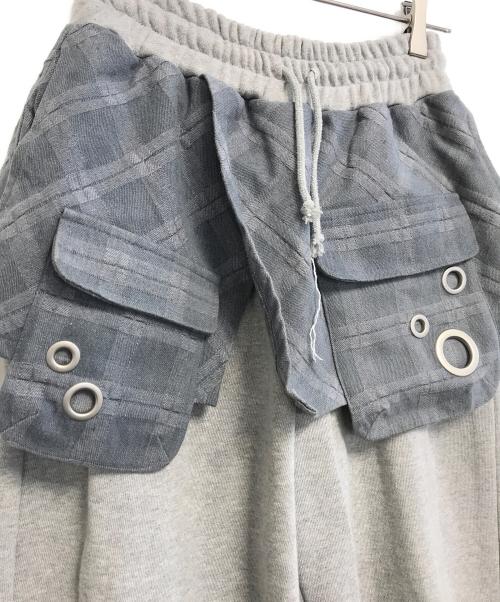 SETUPEXE（SETUPEXE）SETUPEXE (SETUPEXE) CHECK LAYRED SWEATPANTS グレー サイズ:OSの古着・服飾アイテム