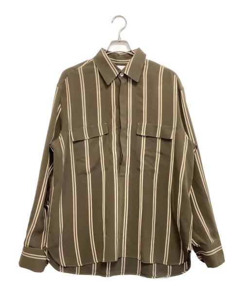 PT TORINO（ピーティートリノ）PT TORINO (ピーティートリノ) Striped Long Sleeve Shirt オリーブ サイズ:40 未使用品の古着・服飾アイテム