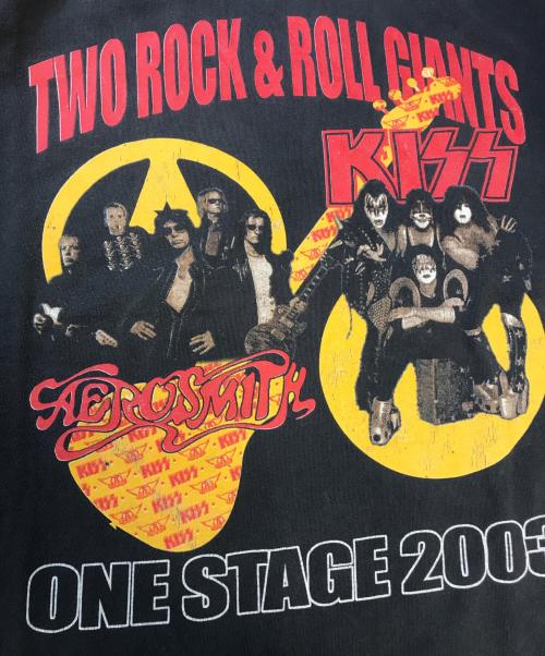 バンドTシャツ（バンドTシャツ）バンドTシャツ (バンドTシャツ) 00s KISS(キス)・AEROSMITH(エアロスミス) バンドTシャツ ブラック サイズ:XLの古着・服飾アイテム